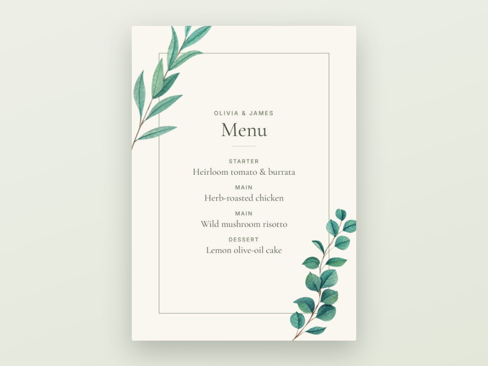 Wedding Menu Template