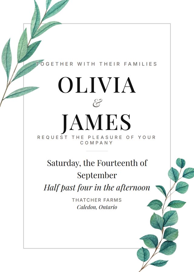 Editorial Black Tie free wedding invitation template