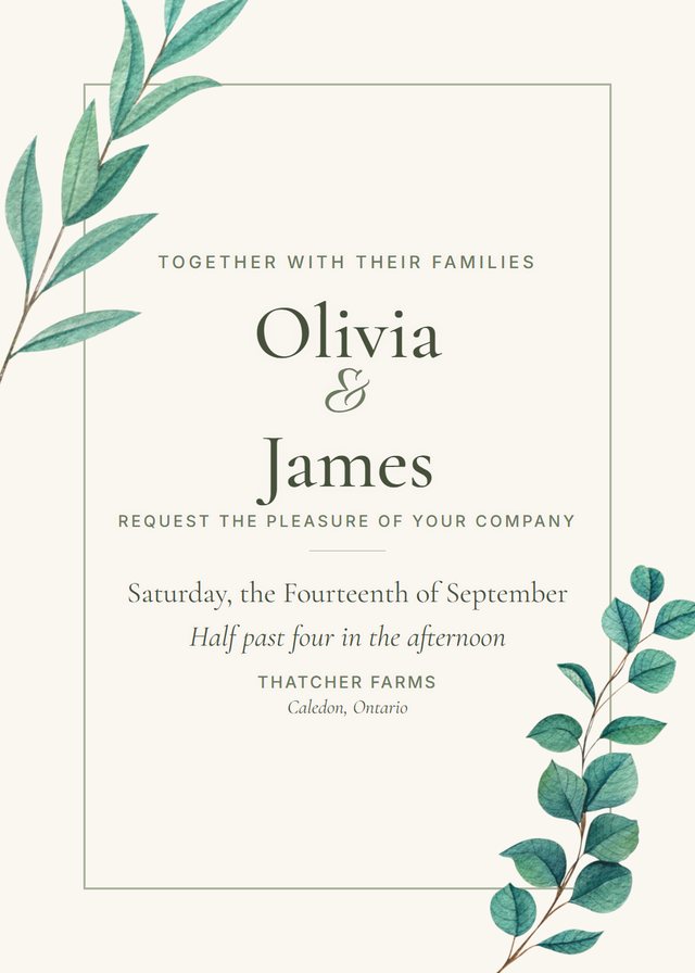 Sage Garden free wedding invitation template